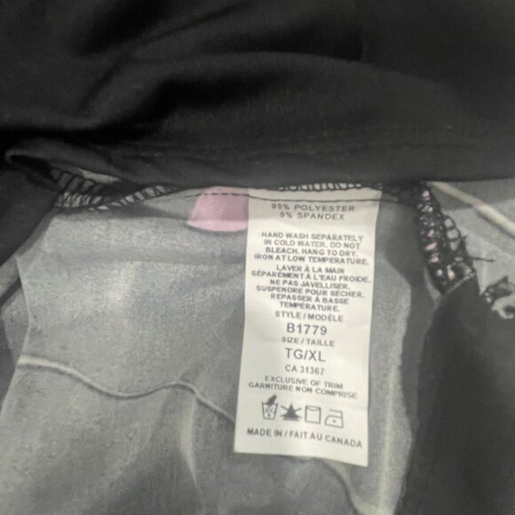 LORI M Black Floral Faux Wrap Midi Dress Long Sleeve V-Neck Orchid Print XL - Picture 6 of 6